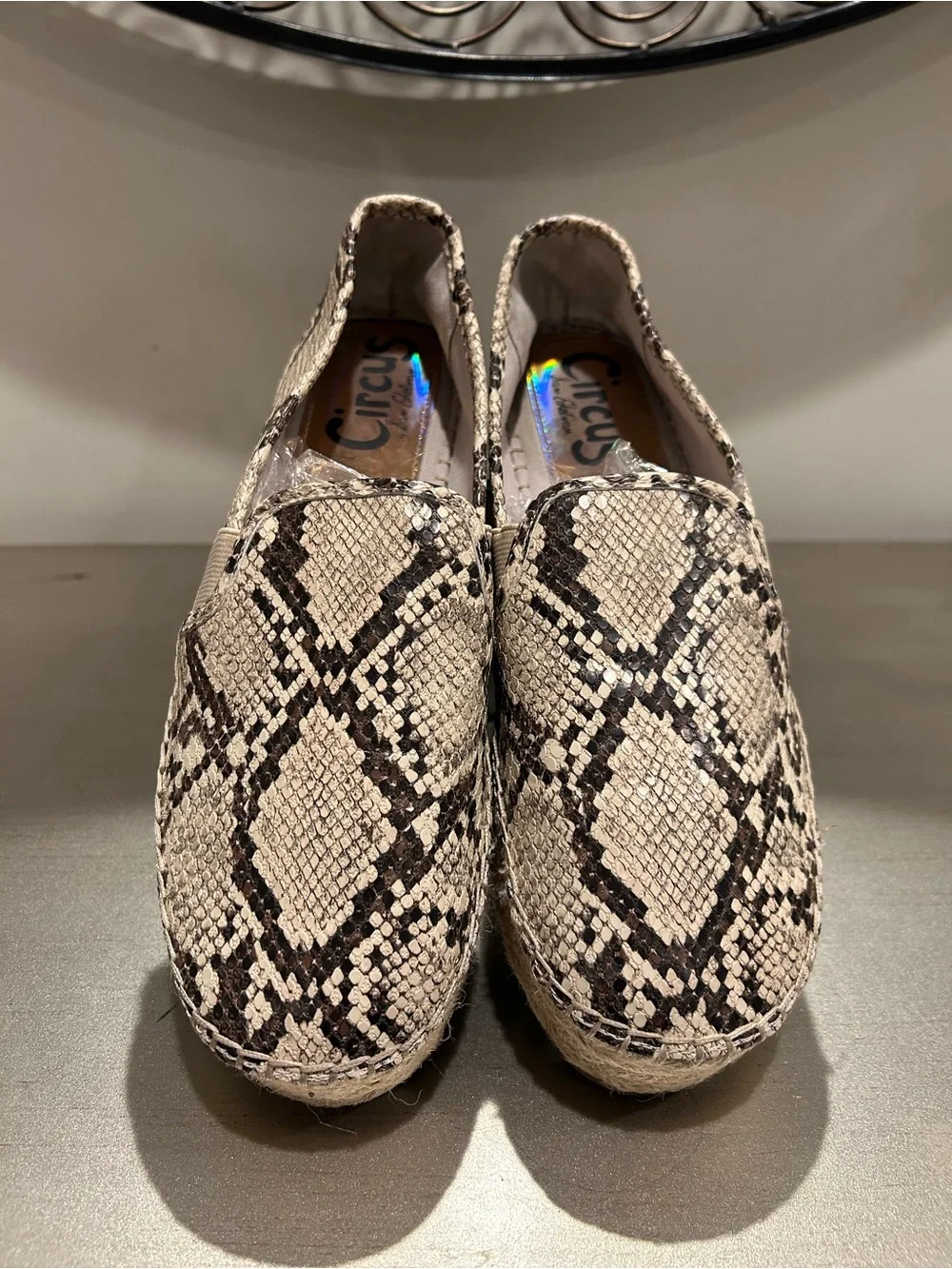 Sam Edelman Snake-Print Espadrille Slip-On Loafers - Beige/Black